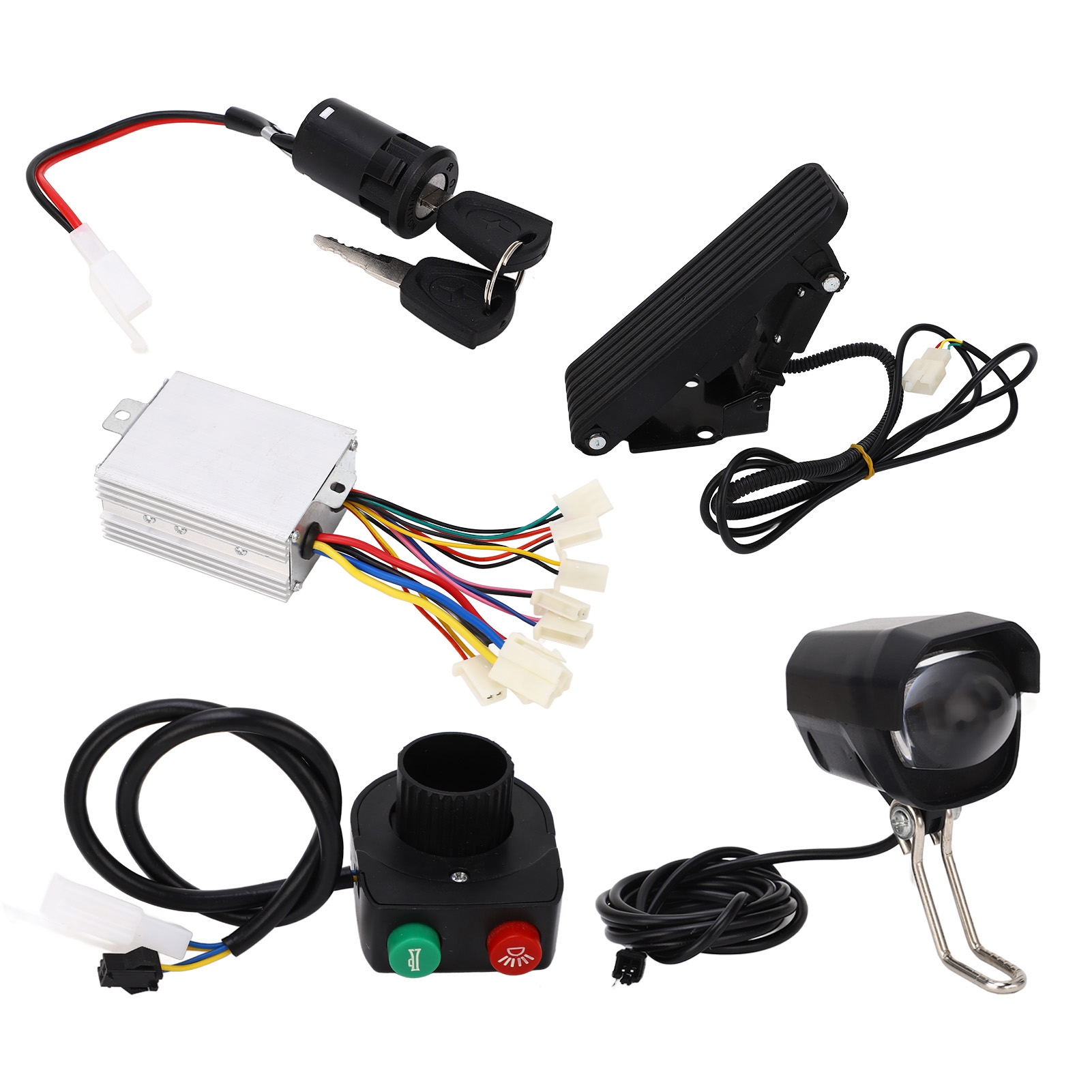 Electric Tricycles Brushed Controller, Stall Protection Electric Lock Switch Electric Bike Foot Accelerator Controller Set for Modification. 