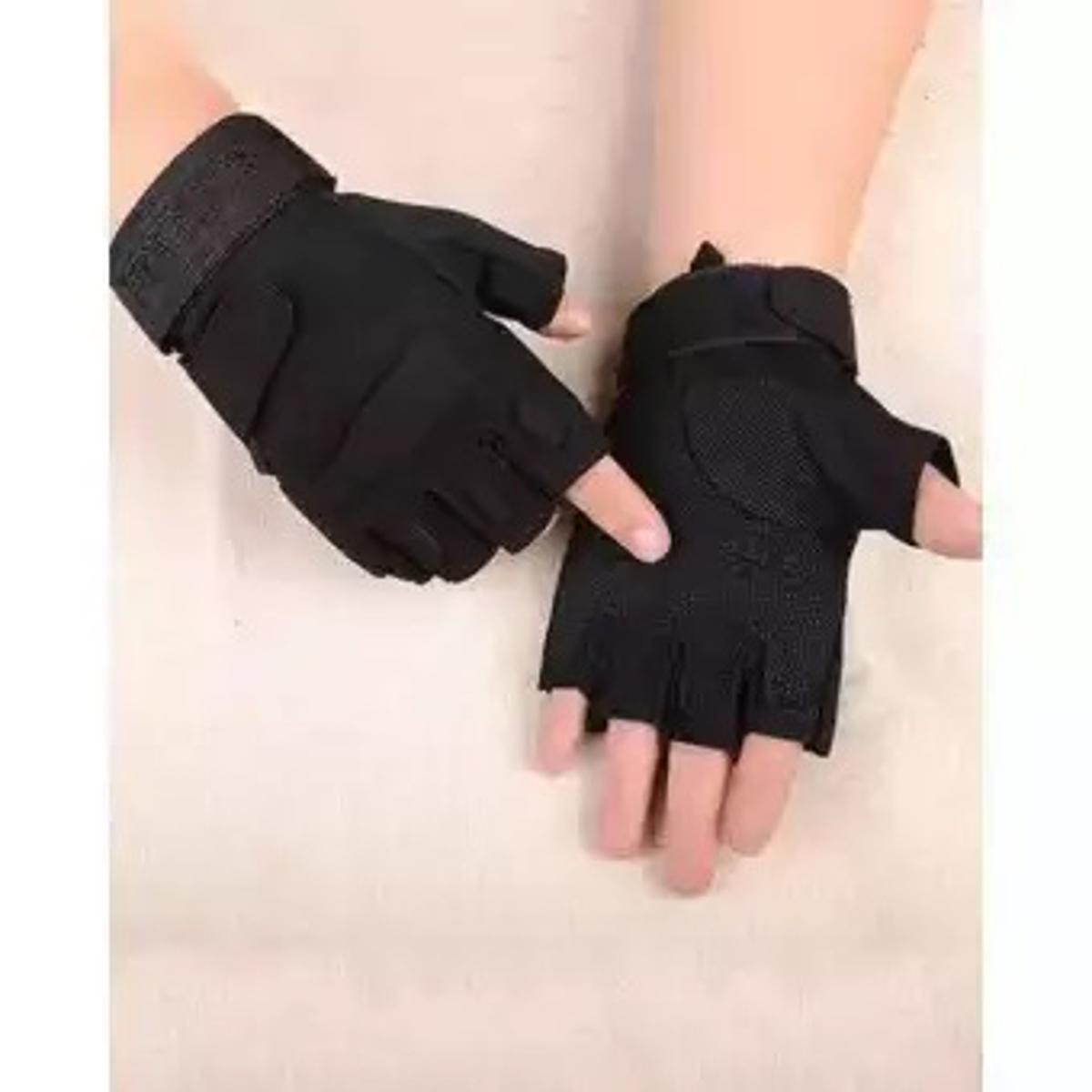 Tactical Gloves BIKING/ Shoting / Bike Riding Half Finger Gloves - Black