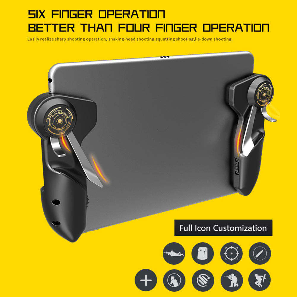6 Fingers Tablet Gaming Gamepad Button Triggers Joystick For PUBG Mobile Game Controller For Ipad Tablet Gaming Handle