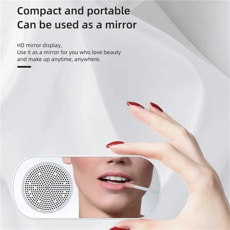 New Desk Speaker Clock Bluetooth Speaker FM Radio Alarm Clock HiFi Sound HD Mirror Screen Support TF Card for Bedroom Clock. 