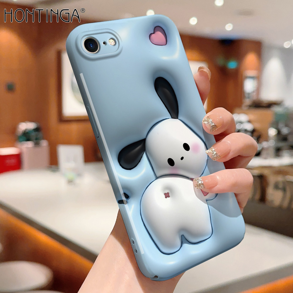 Hontinga for iPhone 7 8 SE 2020 SE 2022 Back Cover Cool Cute Kuromi All-inclusive Film Hard Phone Case Camera Protection Mobile Cover