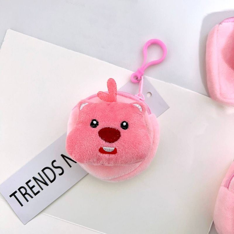 Cute Girl Heart Little Beaver Ruby Mini Coin Purse Pendant Cartoon Plush Headset Storage Bag ins Hanging