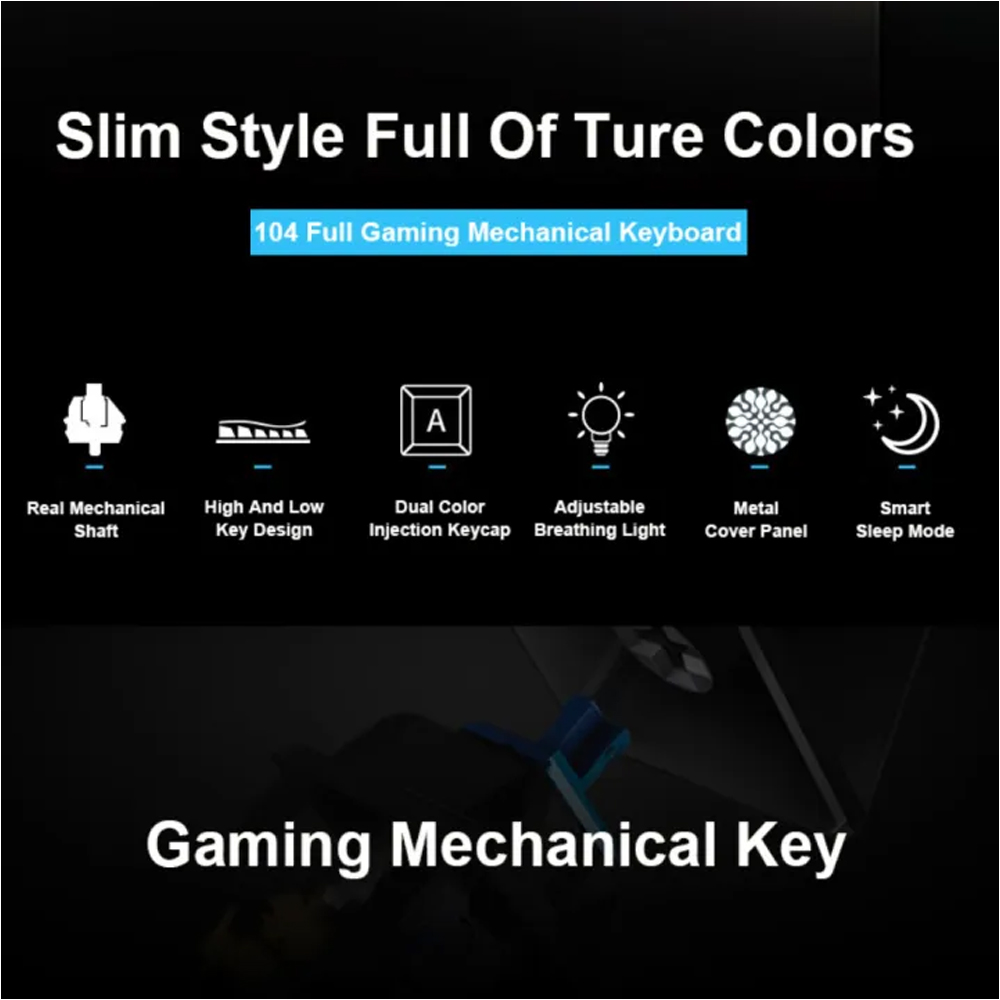 AOC Gaming Keyboard | Mechanical Switch | 104 key Blue Switch (GK410). 