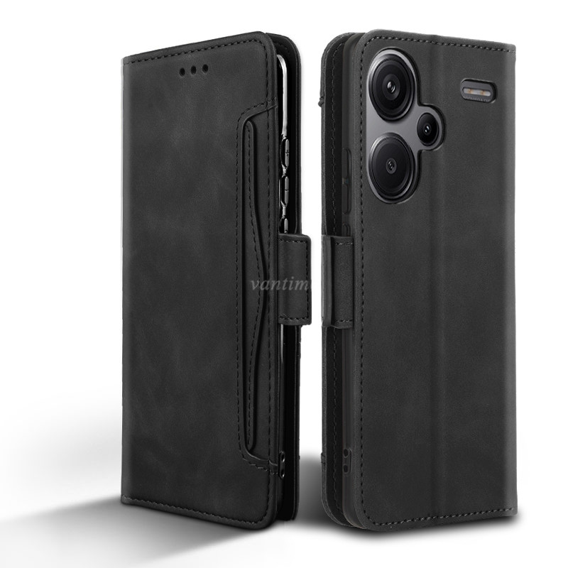 Vantime for Xiaomi Redmi Note 13 Pro+ Plus 5G PU Leather+Soft TPU Wallet Case Multi Cards Clip Flip Cover. 