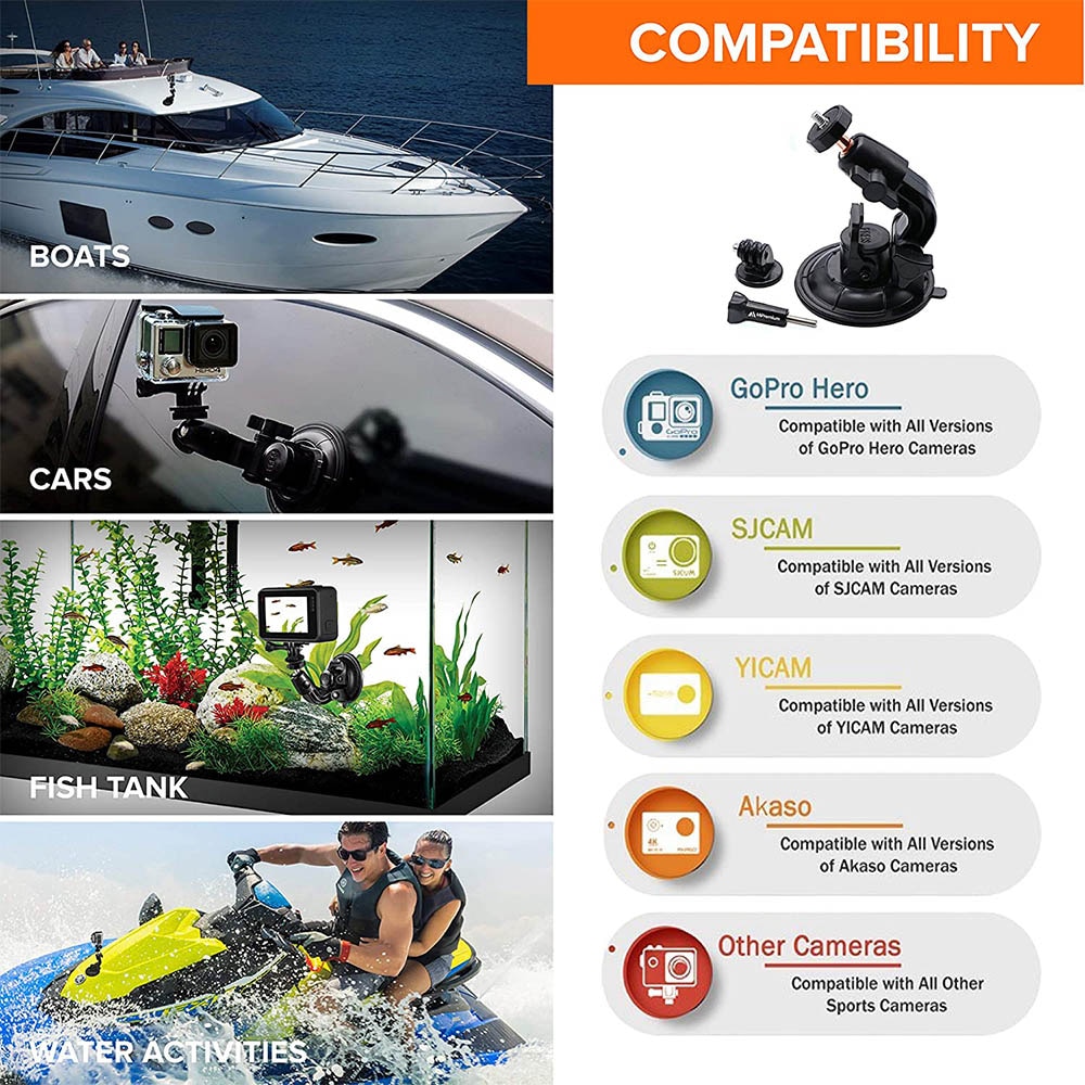 Car Suction Cup Mount for GoPro Hero 10 9 8 7 6 5 4 SONY Insta360 One R X2 DJI OSMO Action Camera Accessories Windshield Window. 