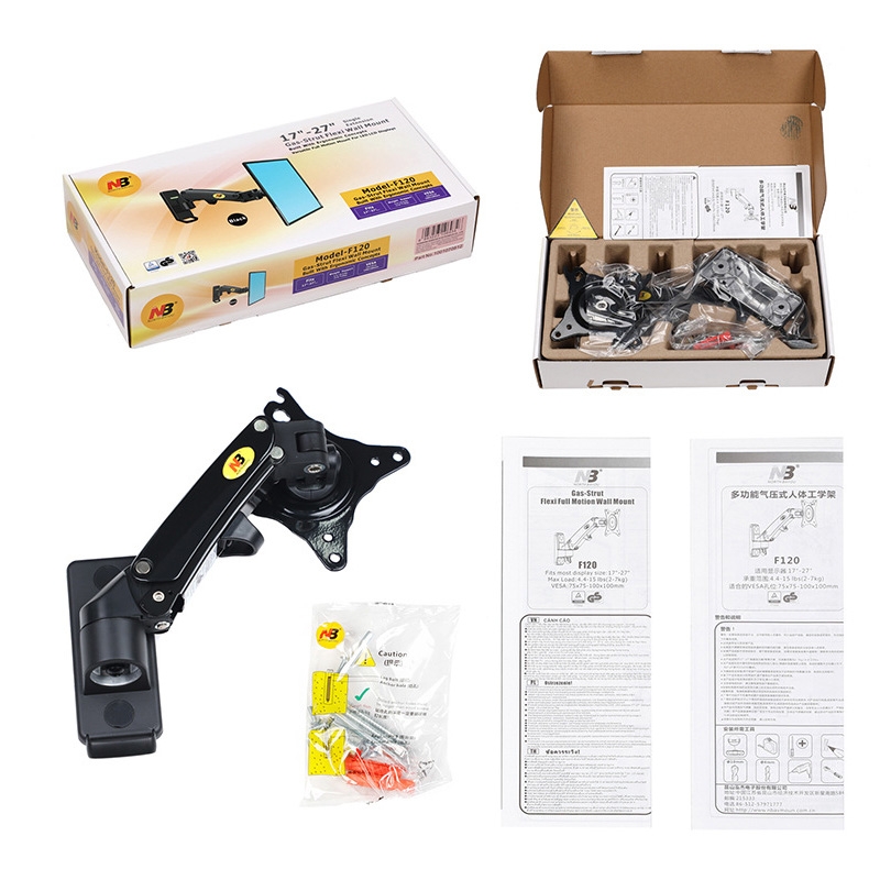 NORTH BAYOU Universal Telescopic Rotating Lifting Monitor Bracket, Model: F120 (Black). 