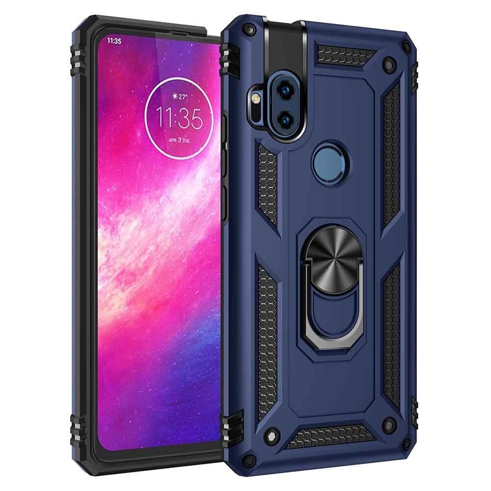 xprmy for Motorola One Hyper phone Case Luxury Armor Shockproof TPU PC 2 in 1 360 Degree Rotating Holder Ring Back Cover. 