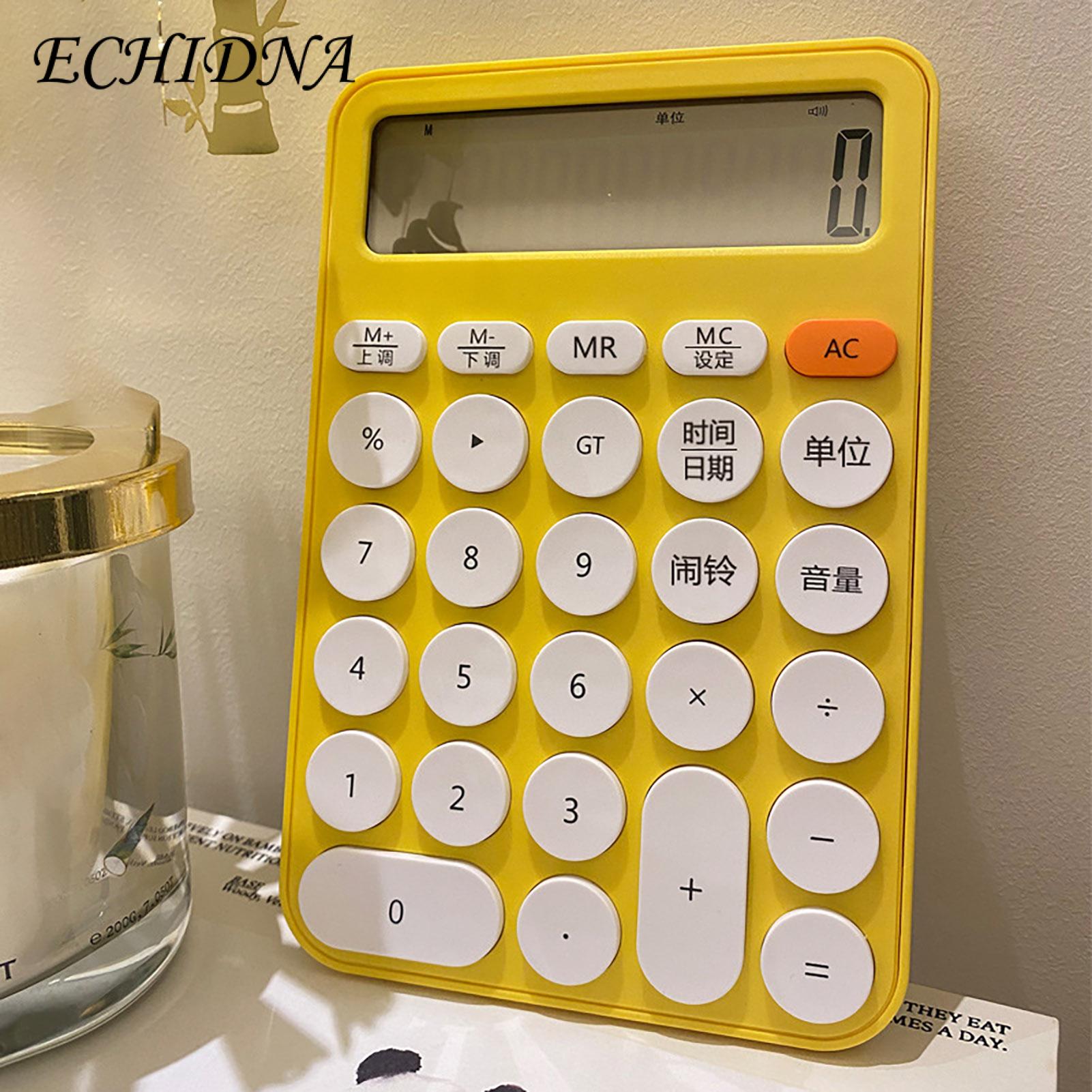 Student Aesthetic Calculator Large Display 12-digit Calculator with Volume Adjustment Ideal for Office School Students Easy-to-use Big Buttons Chinese Print Design. 