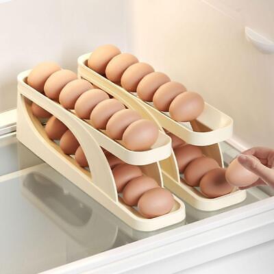 RTS Creative Plastic Slide Refrigerator Egg Holder Automatic Egg Rack Freshable Eggs Storage Container Dispenser. 