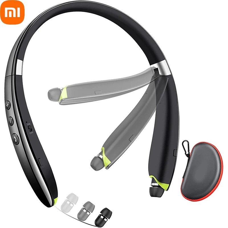 XiaoMI MIJIA SX-991 Wireless Bluetooth Headset Neckband Foldable TWS Headphones Retractable Earbuds Noise Cancelling Hifi Stereo. 