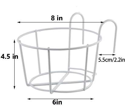 Iron Hanging 8 Inchi Flower Pot Holder Balcony Flower Pot Holder Round Metal Planter for Indoor Outdoor Garden Patio Fence