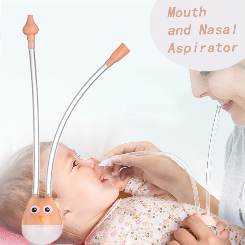 Newborn Baby Nasal Aspirator Owl Shape Comfortable Oral Suction Baby Safety Nose Cleaner Anti-reflux Silicone Snot Suction Pipe