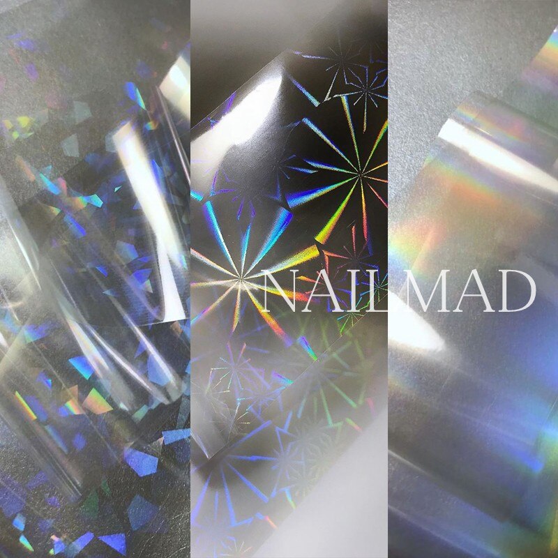 【happy one】10pcs 4*50cm Clear Nail Stickers Holographic Holo Triangle Nail Art Decal For Manicure Decorations. 