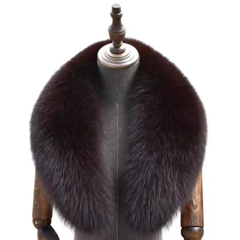 Super Large Fox Fur Collar For Women Men Black Natural Fur Scarf Ladies Winter Neck Warm Warps Furry Scarves for Coat 80-120cm House Foocus. 