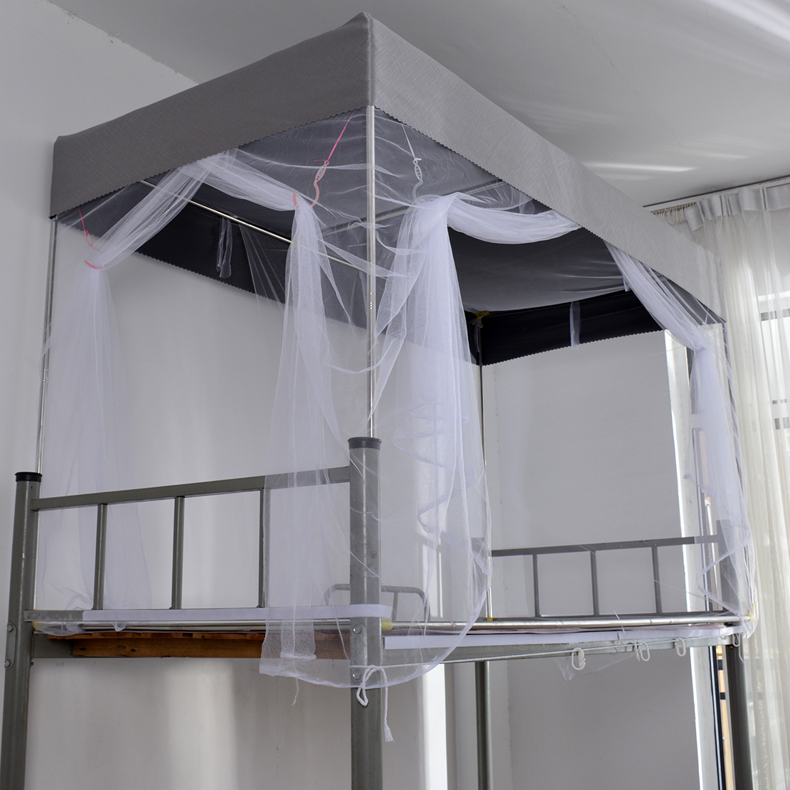 Prague back black gray high shading solid color integrated bed curtain with thickened fabric for memory of dreams, used in student and dormitories. 