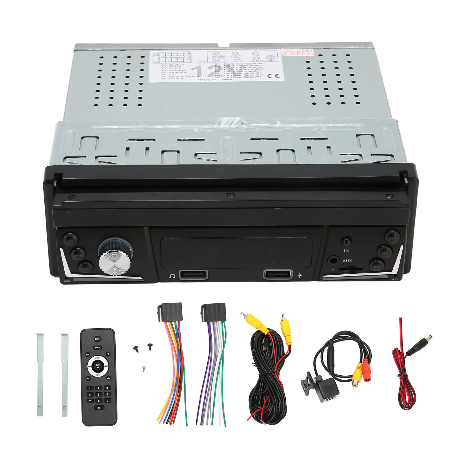 7 Inch Bluetooth Car Video Player RDS FM AM Car Radio Player HD Retractable Touch Screen with 12 LED Backup Camera Manual Type. 