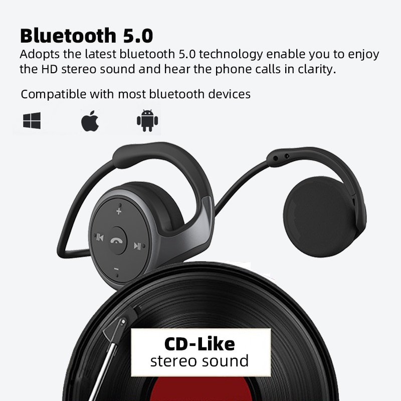 A6 Bluetooth 5.0 Headphones Sports Running Wireless Earphone comfortable 12 hours music Portable Bluetooth Headset with mic case. 