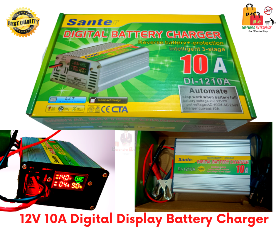 12v 10a digital display battery charger santer intelligent battery