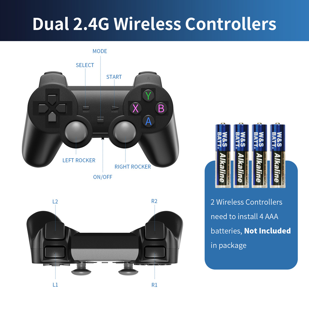 X8 Pro Retro Video Game Console 64G 30000+ Games Emuelec 4.5 Wireless Gamepad 40+ Emulator Game Stick 4K for N64/PSP/SNES. 