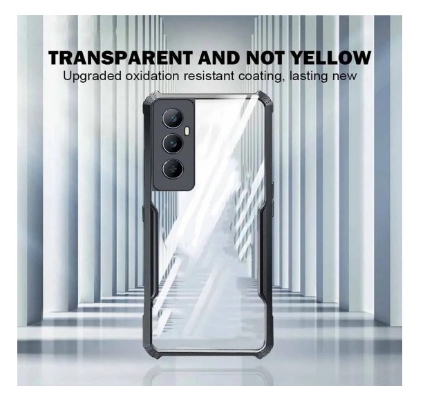 Spazy Case® Realme C65 4g Back Cover | Transparent Crystal Clear Hard PC Back Case with TPU Bumper, Drop Protection Case Cover for Realme C65 4g. 