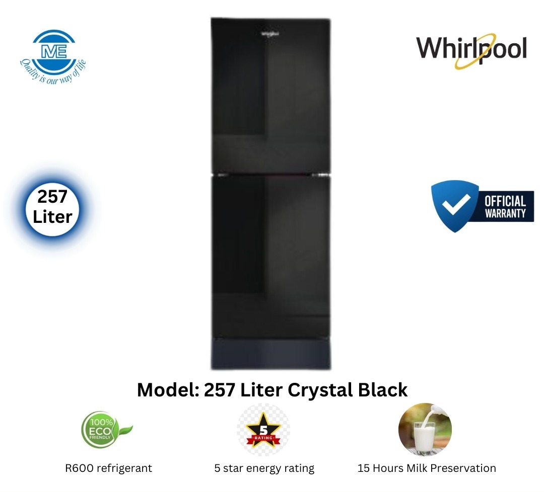 WHIRLPOOL 257 Liter Eco-friendly Refrigerator FreshMagic Pro Crystal Black With Free Delivery and Official Warranty