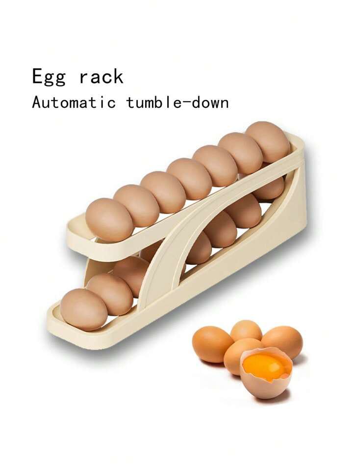 RTS Creative Plastic Slide Refrigerator Egg Holder Automatic Egg Rack Freshable Eggs Storage Container Dispenser. 