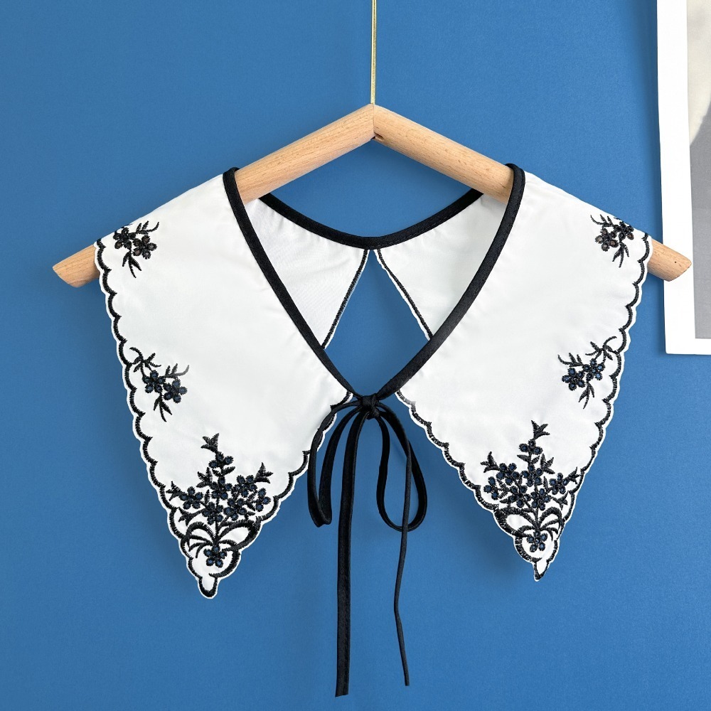 New Organza Embroidery Women's Lace Collar Collar Lace Up Shawl Shawl Collar Front Placket Collar