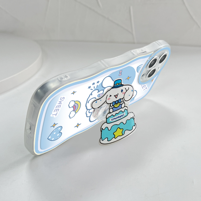 BILI for Tecno Spark 10 / Spark 10C Back Cover With Free Ring Holder Cute Cinnamoroll Soft Transparent Colorful Wavy Phone Cases. 