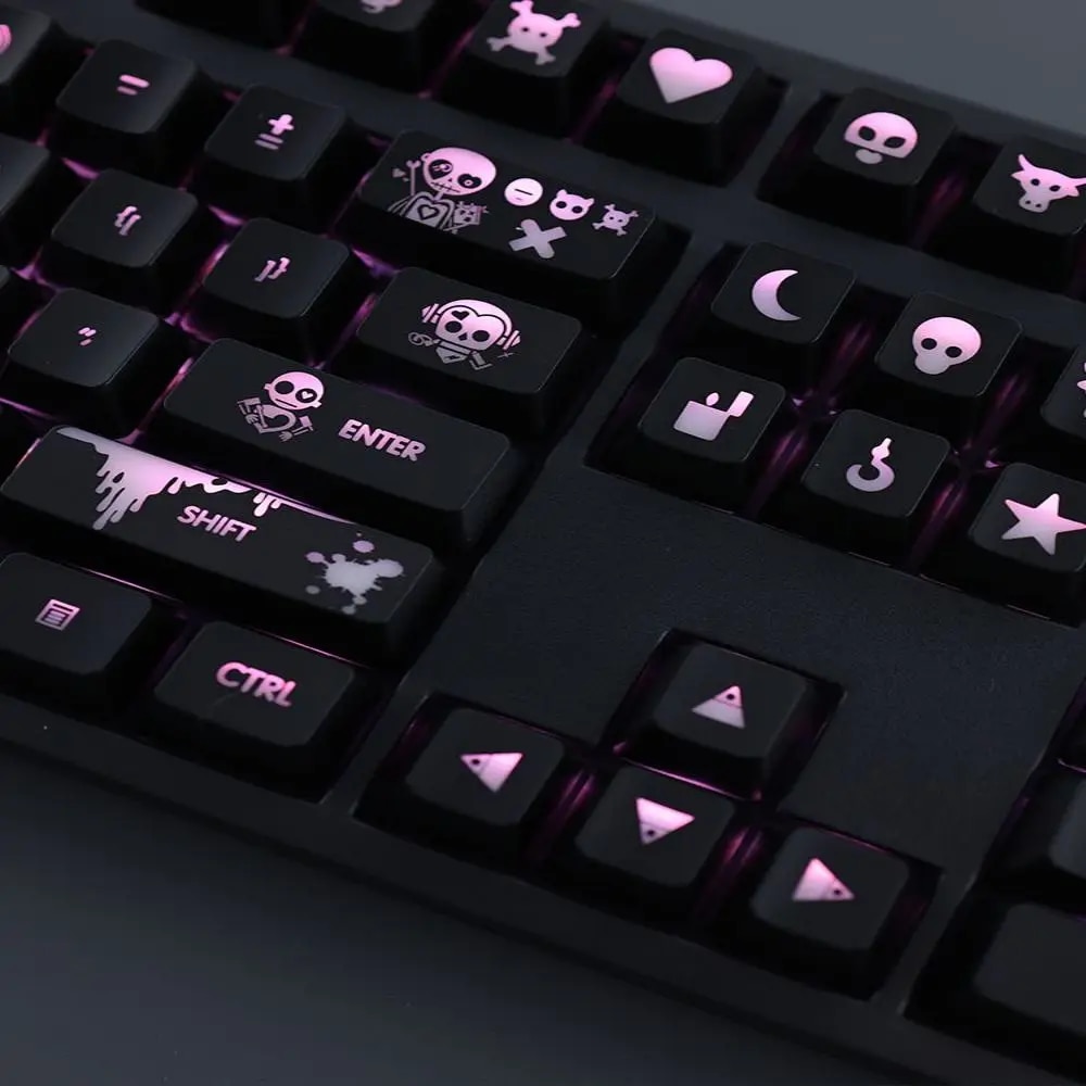 Love Death And Robots Keycaps OEM Profile For Mechanical Keyboard DYE-SUB Cute Letter Transparency Backlight 104 Key Caps Set. 