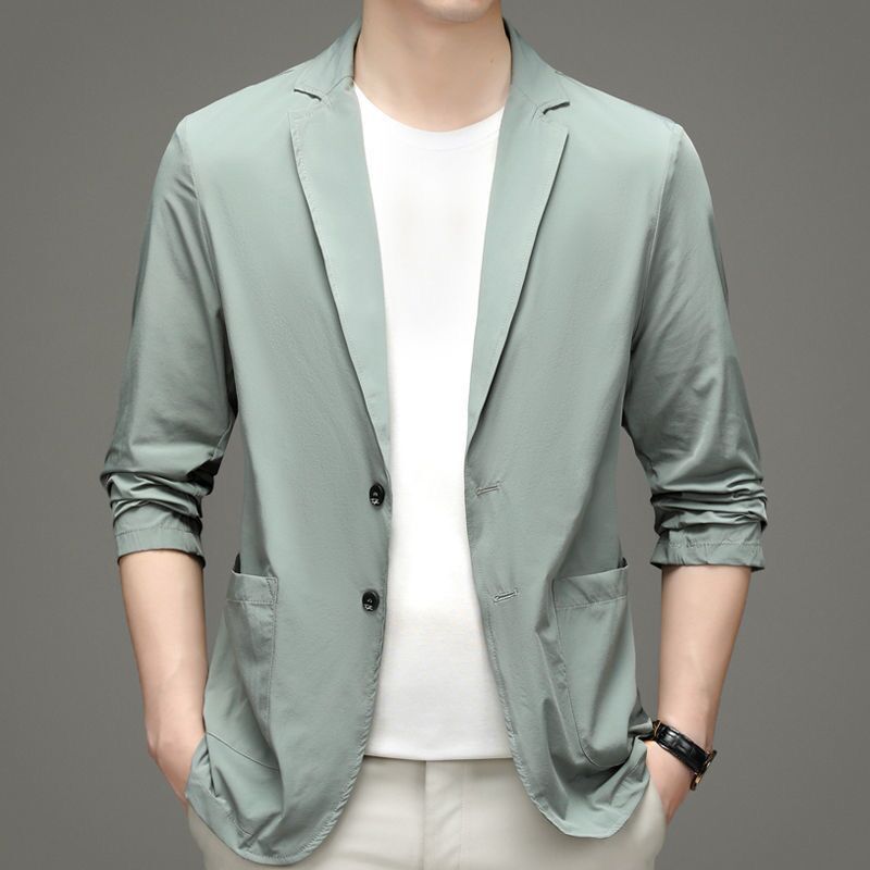 2023 Summer Thin Mens Blazer Jacket High Quality Men's Fashion Casual Ice Silk Breathable Suit Jacket Wedding Suits for Men 4XL Wearhouse