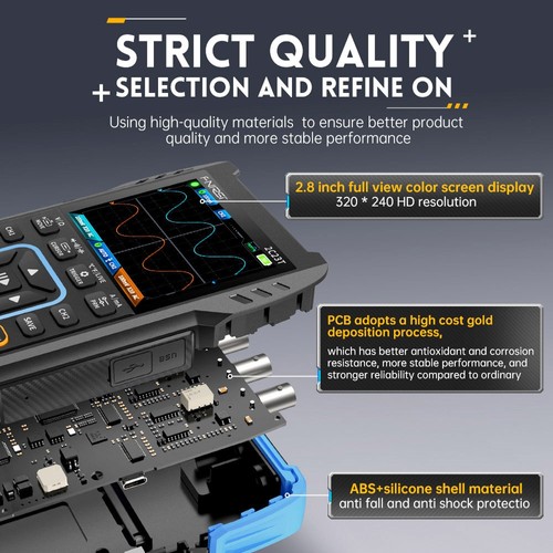 FNIRSI 2C23T 3 in 1 Digital Oscilloscope Multimeter Signal Generator + P6100 Probe, 2 Channels, 10MHz Bandwidth, 50MSa/s Sampling Rate, 9999 Counts. 