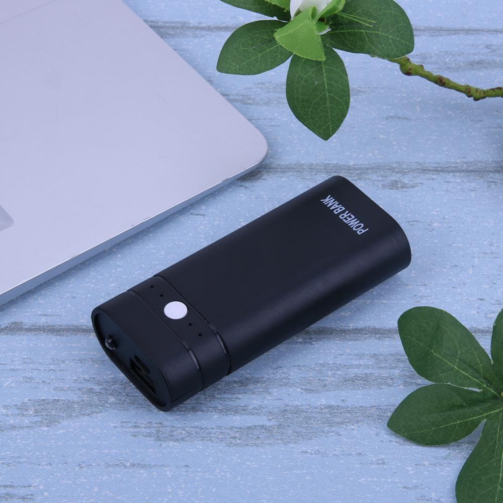 Mini Plastic Cased Removable 2 18650  DIY Box with LED Flashlight(Black) - intl. 