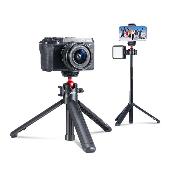Ulanzi MT-44 Extendable Mini Tripod Stand Flexible Portable Selfie Stick with 360° Rotatable Ball Head Quick Release Plate Phone Clip Max. Load Bearing 1.5kg for Camera Live Streaming Vlog Video Photography. 