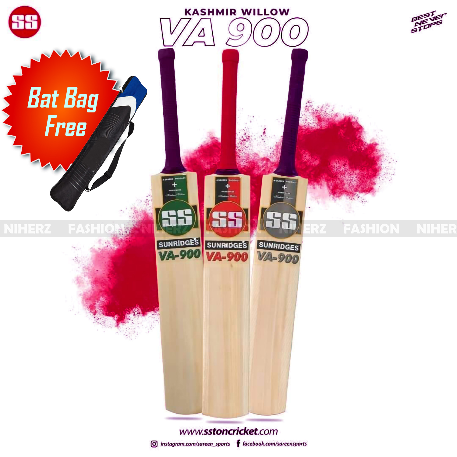Duce Leather Ball Imported Premium English Willow Cricket Bat Ss Va-900 Cricket Bat - Elevate Your Cricket Game With This Professional-Grade Bat. 