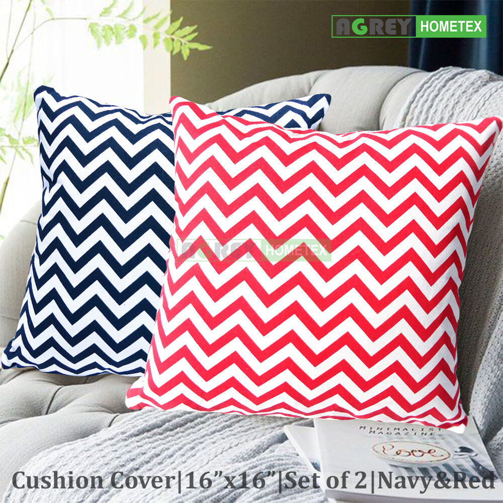 Decorative Cotton Cushion Cover_Navy Blue Red_(16