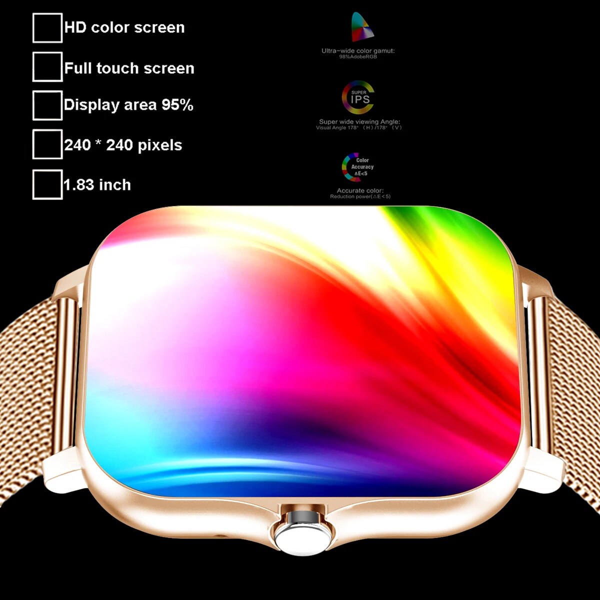 Rose Gold Color Smart Watch Women Men Smartwatch Heart Rate Smart Clock For Android IOS Fitness Tracker Dial Call Answer Call. 