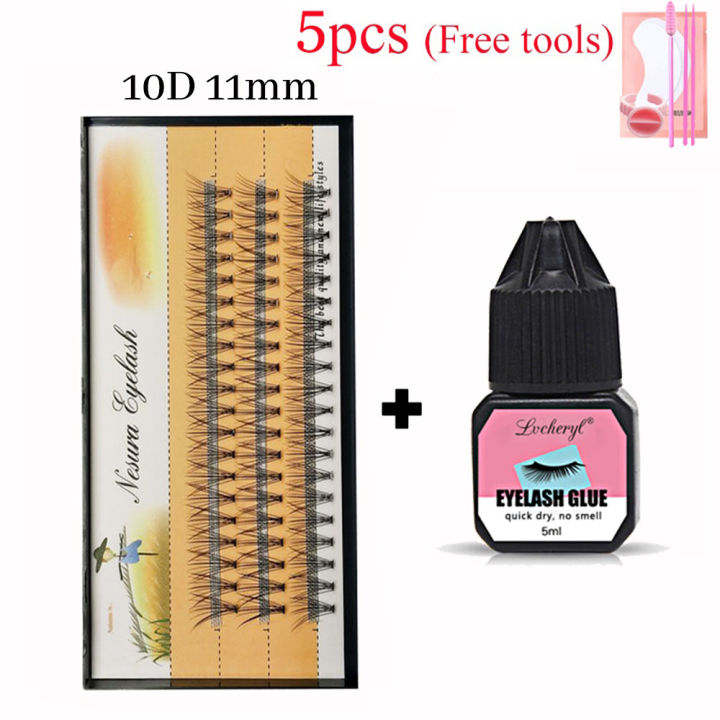 Lvcheryl Thick Self Grafted Eyelash Extension Set Kits With Glue Tweezers Segmented False Eyelash Individual Eyelashes Free Tools. 