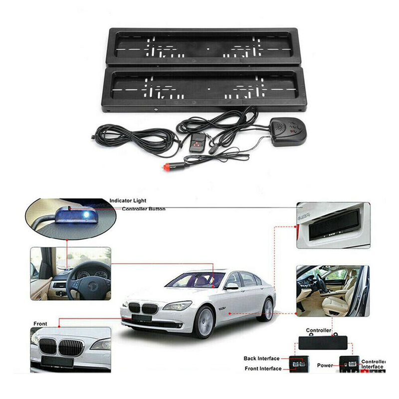 EU License Plate Car License Plate Shutter Car Number Roller Shutter Cover Remote Hide Cover Shutter Frame 2PCS. 