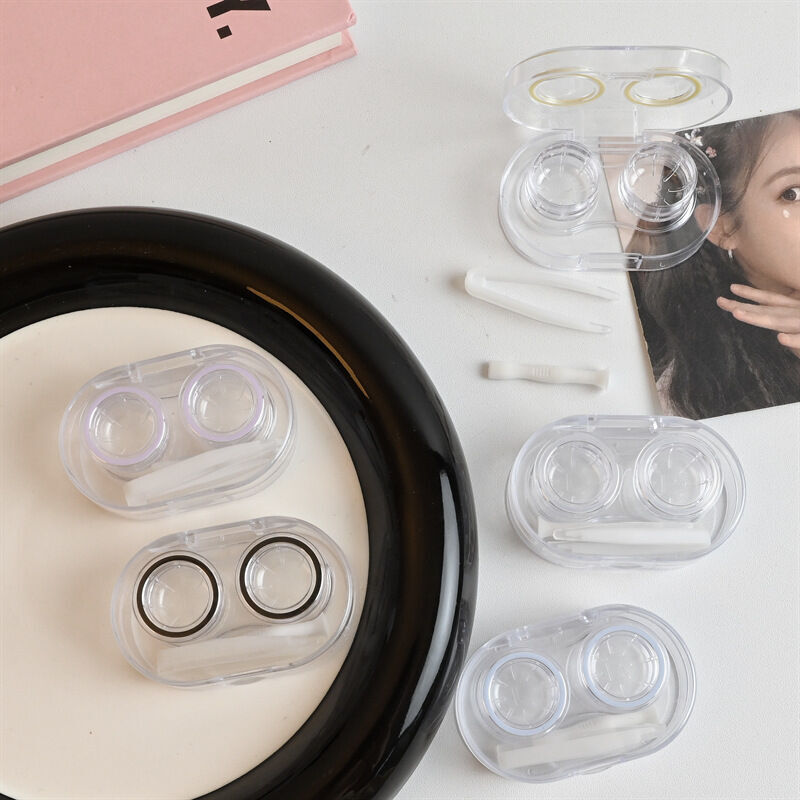 Instagram transparent contact lens case, no twist cover, leak proof, portable, lightweight high-end for women, small and simple, beautiful pupil box. 