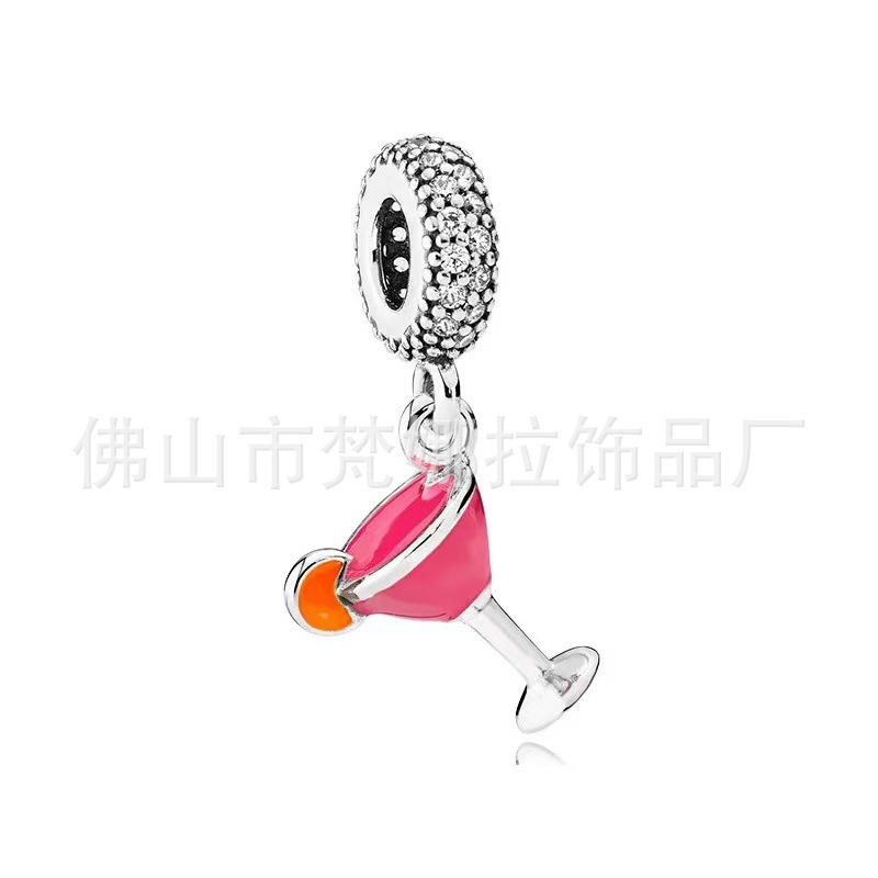 Panjia white copper silver plated S925 dress high heels cup bracelet bracelet pendant DIY jewelry accessories