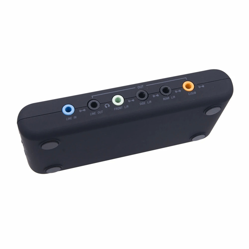 USB Sound Card CM6206 Chipset Black Plastic USB Hid Class Spec 8 Channel DAC Output. 