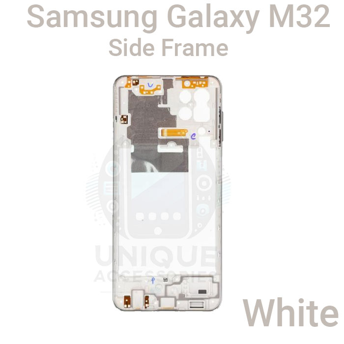 For Samsung Galaxy M32 Side Frame + Back Panel Housing + Camera Glass Back shell Replacement Spare Parts. 