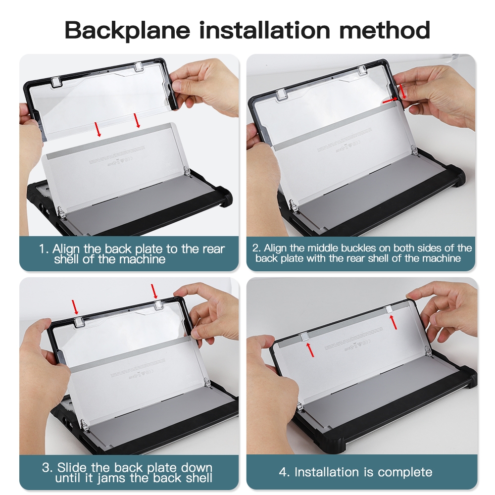 For MicroSoft Surface Go 1 / 2 / 3 Acrylic Transparent Hand Strap Laptop Case. 