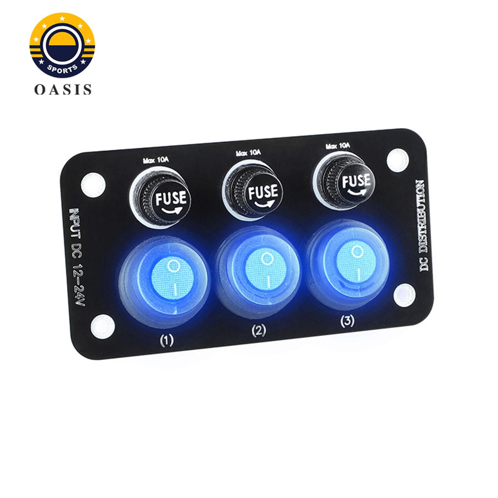 Oasis Rv Led Switch Panel Waterproof 3-button Toggle Switch Panel for Boat Truck Trailer Easy Installation Power Control Rocker Switch for Car 12v-24v