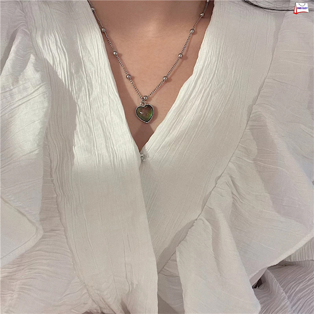 BTS V Heart Shaped Necklace Color Change Emotion Feeling Temperature Thermochromic. 
