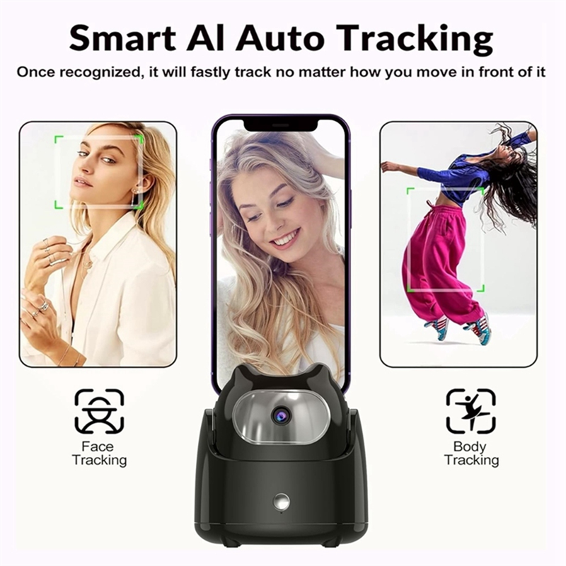 Automatic Face Tracking Gimbal Mobile Phone Holder 360° Rotation AI Face Recognition Phone Tripod for Vlog Video White. 