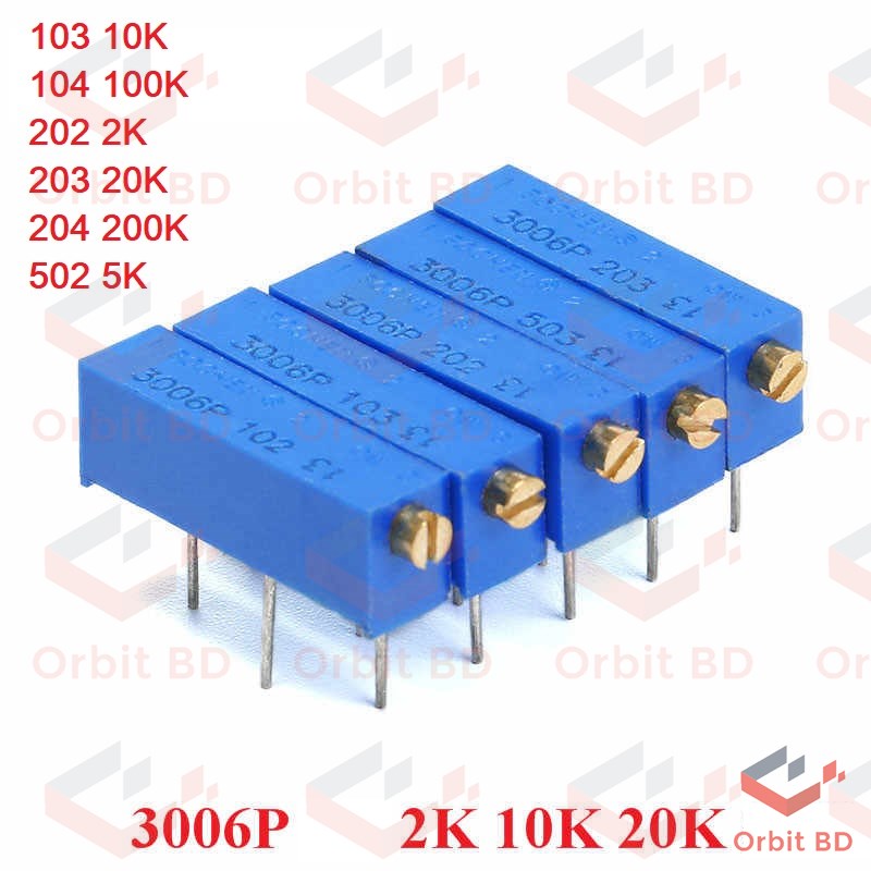 3006 204 200K Multiturn Precision Variable Resistor Cermet 200K Ohm Potentiometer 200K Ohm 204 3 Pin 750mW 19mm Trimpot Trimmer Side Linear Trimming Potentiometer VR Pot Electrical Circuitry & Parts. 