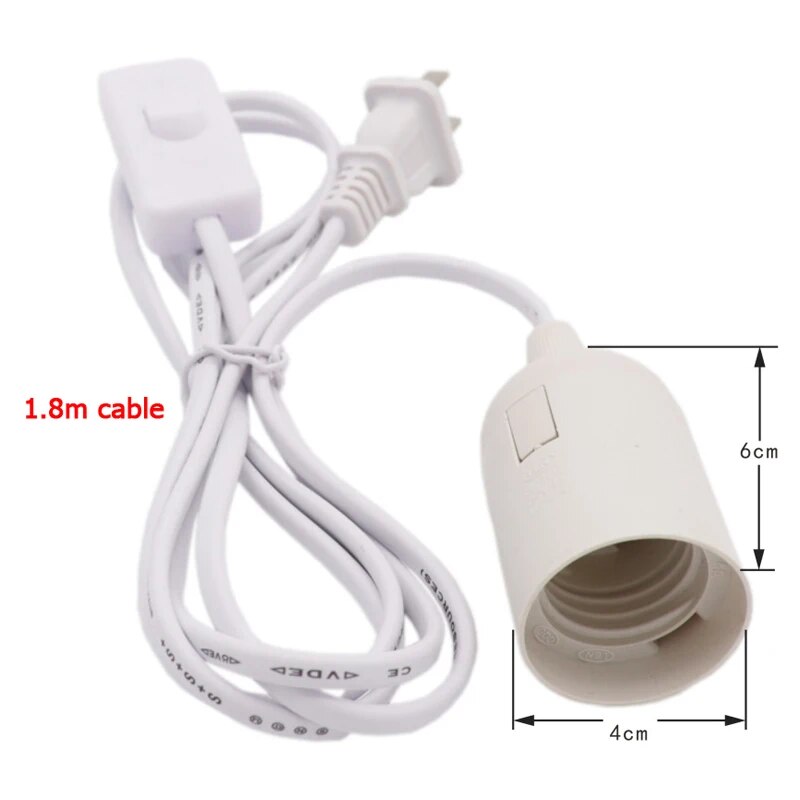 US AU UK EU to E14 E27 Power Cord Screw Base Lamp Holder LED Pendant Light Head With 303 Switch Extent Cable 1.8m Bulb Socket. 