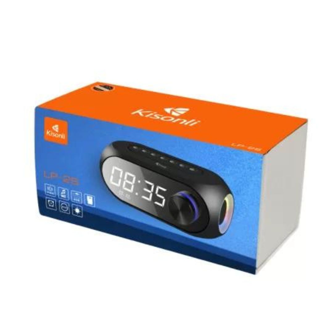 Kisonli LP-2S Bluetooth Speaker Clock Alarm & Call RGB Portable TWS Wireless 5W Stereo Speaker. 