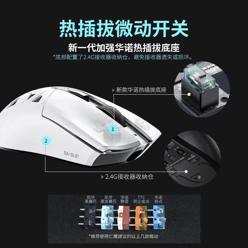 Rawm SA-SL01 Gamer Mouse 3Mode Wireless Bluetooth PAW3395 Lightweight Ergonomics Mouse 650IPS Low Latency Office Gaming Mice. 